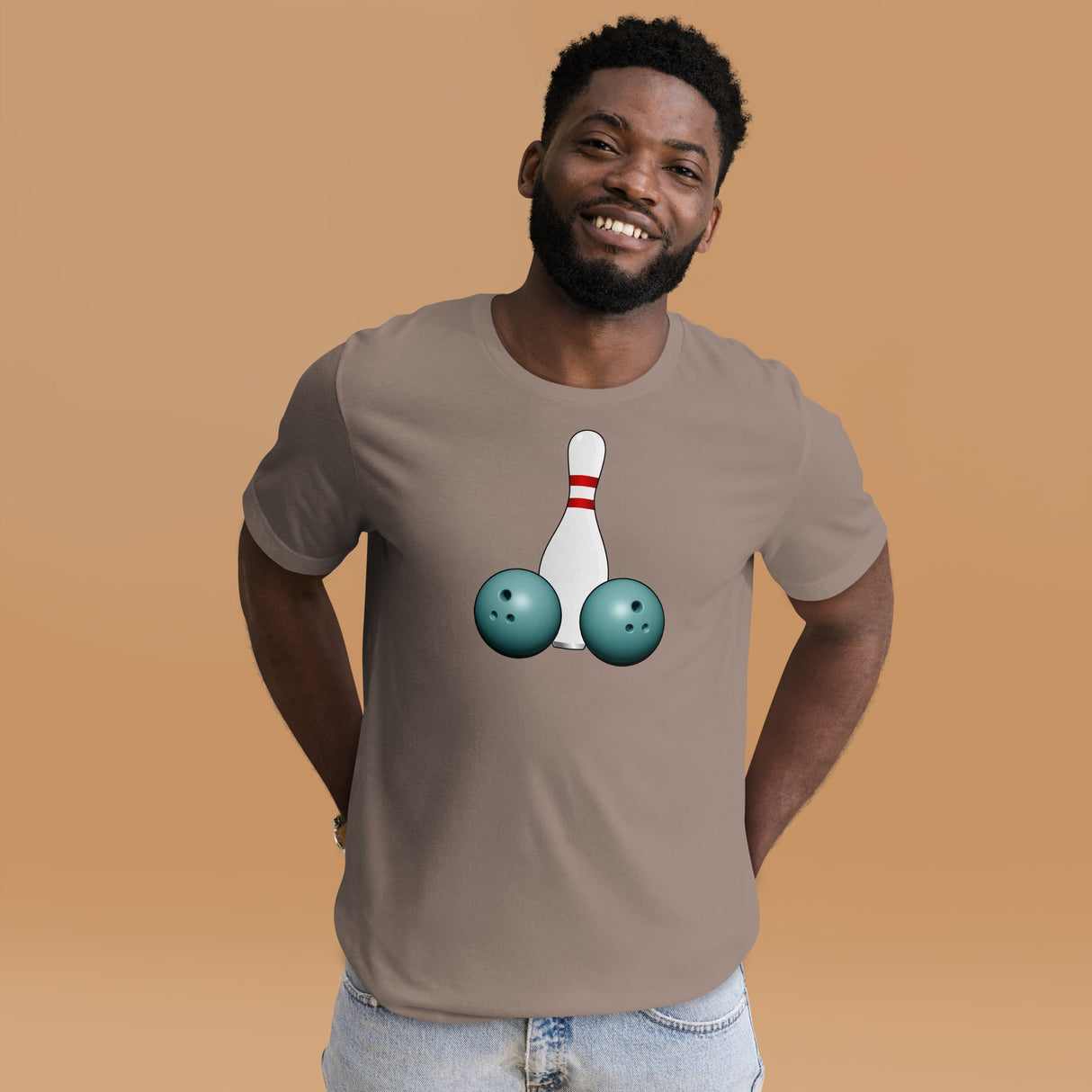 Pin and Two Balls Graphic Bowling Shirt