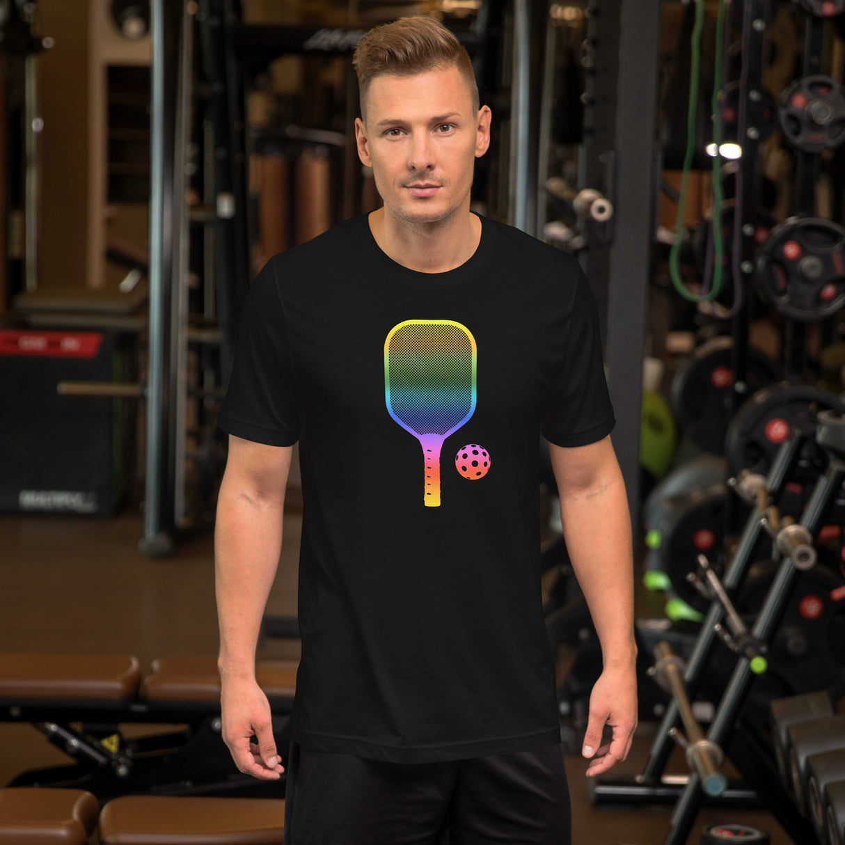 Rainbow Pickleball Paddle Shirt